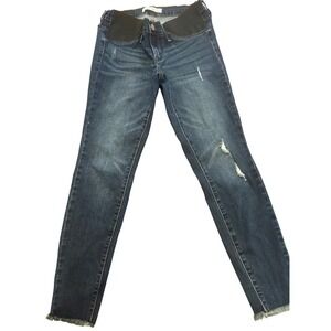 KanCan Distressed Dark Wash Maternity Jeans Frayed Hem Denim size S